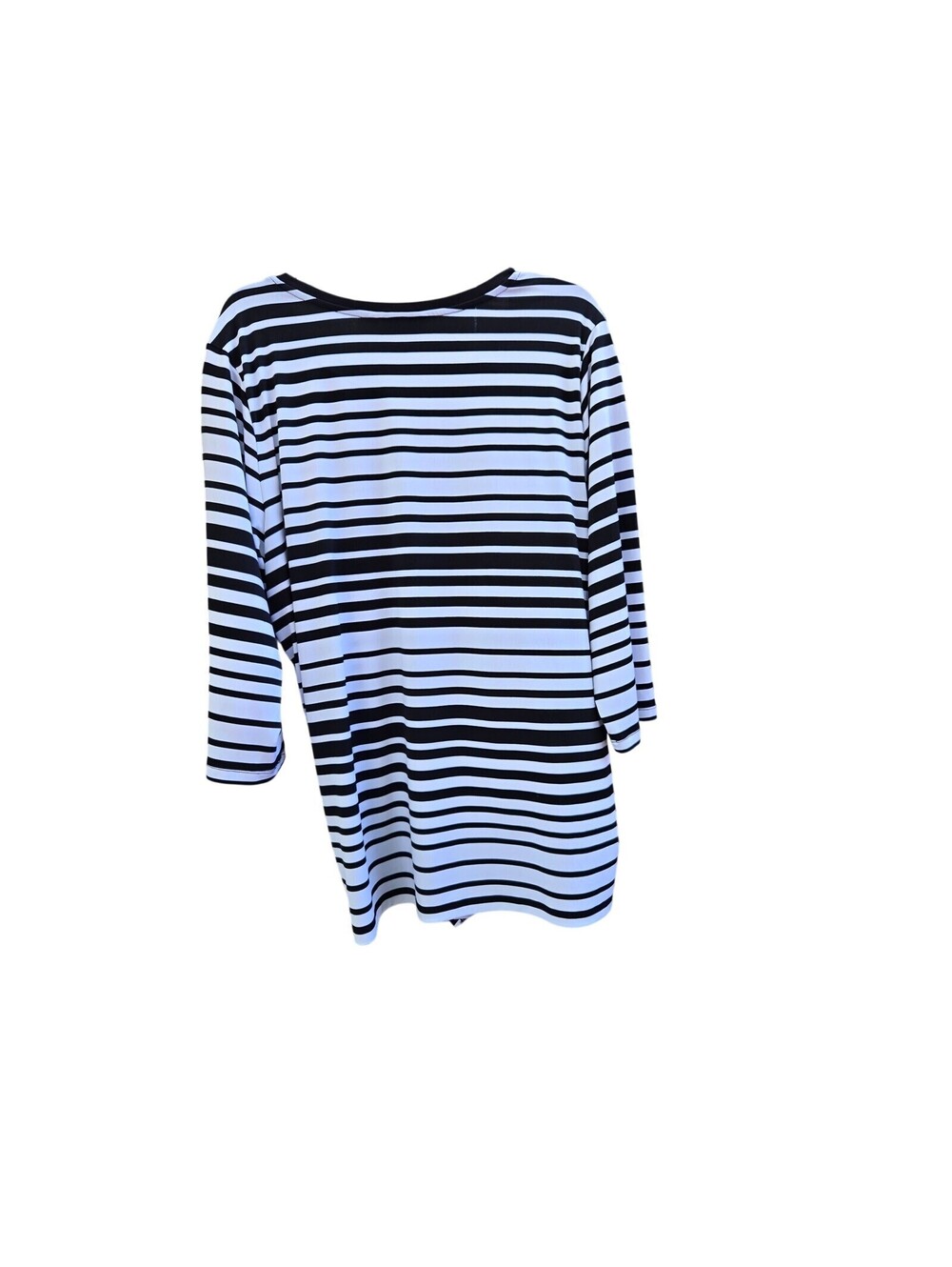 Christopher & Banks Women's Black & White Stripe Scoop Neck Top with Asymmetry1x
